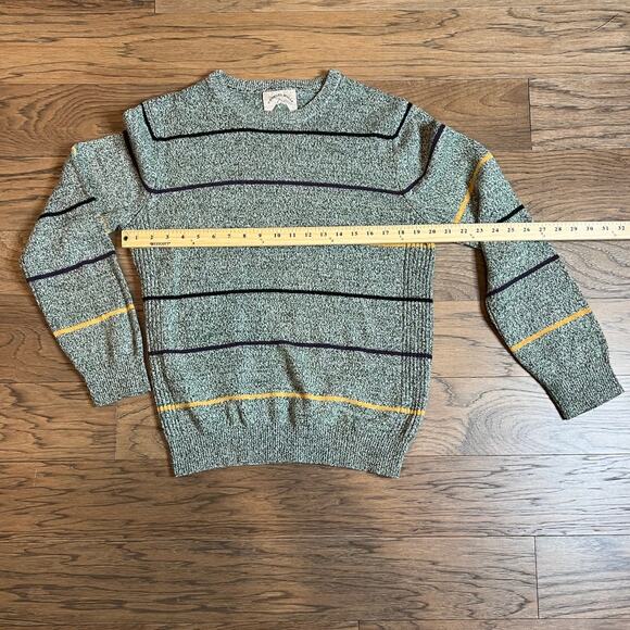 Vintage O Hanlon Mills Striped Crew Neck Sweater Gray Black Purple Yellow - Picture 2 of 7